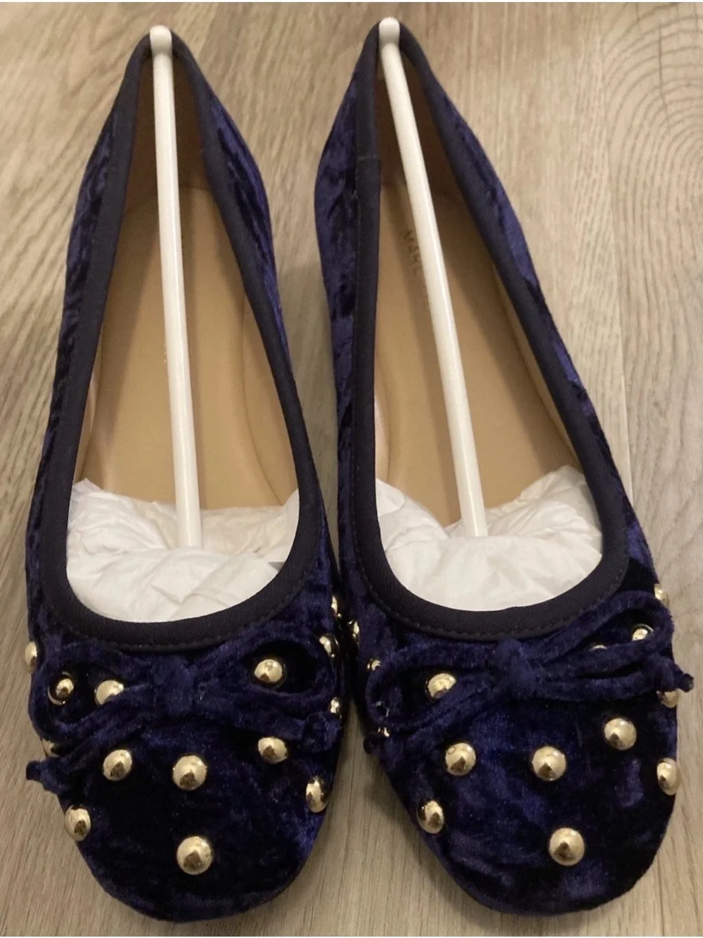 Marc Fisher Navy Velvet Studded Ballet Flats